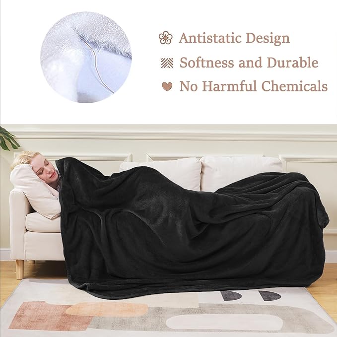 Soft Blanket King Size Fleece Warm Fuzzy Throw Blankets for The Bed Sofa Lightweight Charcoal Grey 90" x 108"