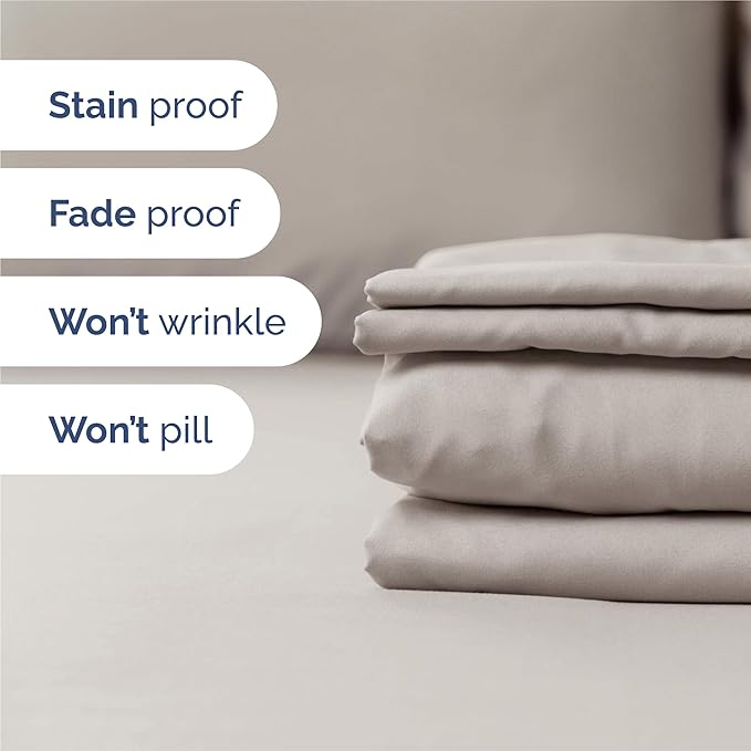 Split King 7 Piece Sheet Set - Comfy Breathable & Cooling - Soft Hotel Luxury Bedding Set with 8-16 Inch Deep Pockets - 1 Flat & 2 Fitted Sheet & 4 Pillowcases - Wrinkle Free & Easy Care - Light Grey