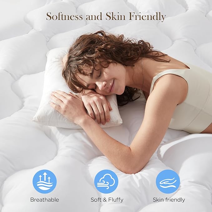 Decroom 3 Inch Memory Foam Mattress Topper King Size for Back Pain Relief, Soft Fluffy Supportive Bed Mattress Pad, Filled with Breathable & Soft Memory Foam Pillow Topper, 80x78x3 Inch