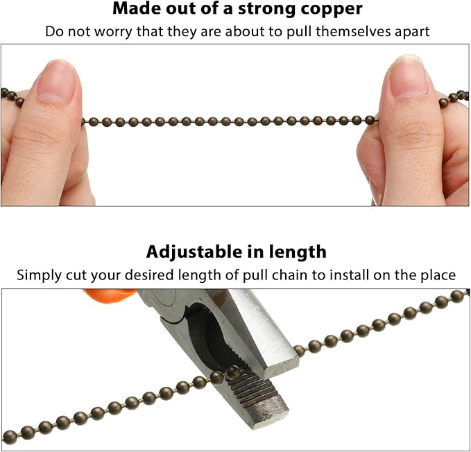 8 Pieces Ceiling Fan Pull Chains Extender Wooden Pendant Pull Chain Extension for Ceiling Light Lamp Fan(Walnut Color)
