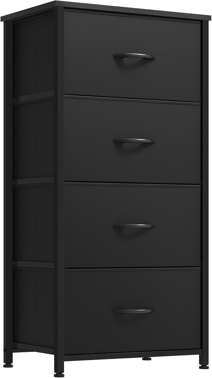 YITAHOME 4-Drawer Fabric Dresser, Furniture Storage Tower Cabinet, Organizer for Bedroom, Living Room, Hallway, Closet, Sturdy Steel Frame, Wooden Top, Easy-to-Pull Fabric Bins(Gray)