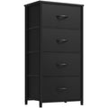 DWVO Storage Tower with 4 Drawers - Fabric Dresser, Organizer Unit, Living Room, Closets - Sturdy Steel Frame, Easy Pull Fabric Bins & Wooden Top