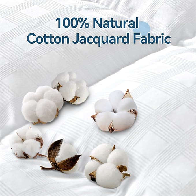 ABENE Mattress Topper for Back Pain Relief, Extra Thick Mattress Pad Pillowtop, Soft Cotton Cover with 8"-21" Deep Pocket, 1300gsm Overfilled Down Alternative Filling (Cotton White, California King)
