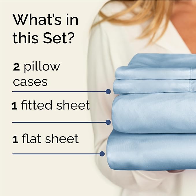 Twin XL 4 Piece Sheet Set - Comfy Breathable & Cooling - Ultra-Soft Hotel Luxury Bedding Set w/ 8-16 Inch Deep Pockets - 1 Flat & 1 Fitted Sheet & 2 Pillowcases - Wrinkle Free & Easy Care - Sky Blue