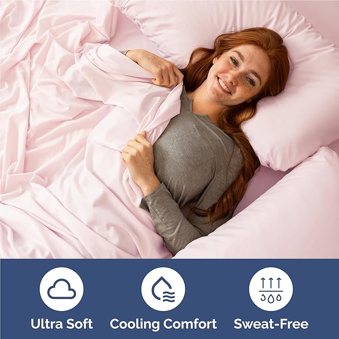 Twin XL 4 Piece Sheet Set - Comfy Breathable & Cooling - Soft Hotel Luxury Bedding Set with 8-16 Inch Deep Pockets - 1 Flat & 1 Fitted Sheet & 2 Pillowcases - Wrinkle Free & Easy Care - Lavender Pink