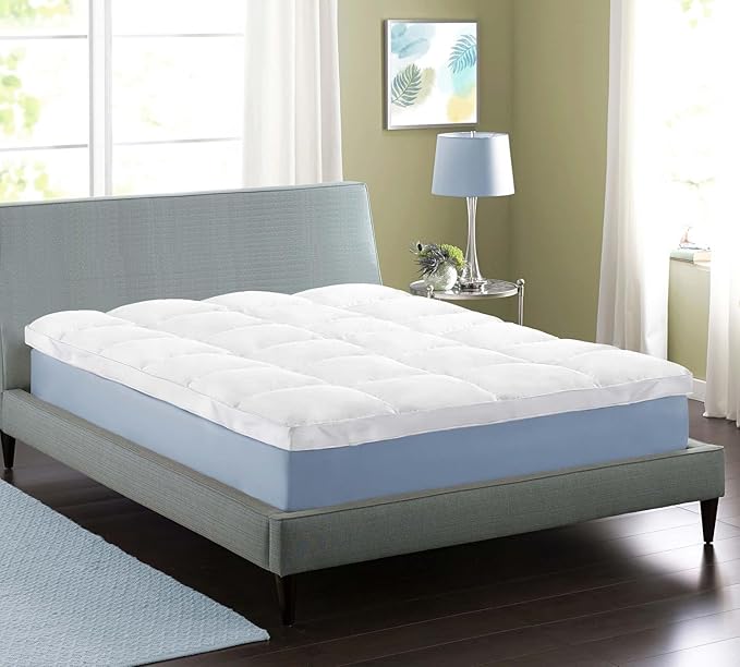 Superior Mattress Topper, Down Alternative, 2 Inch Deep Sized Bed Pillow Top, Comfort Pad, Fluffy Mattress-Topper Protector, Plush Cooling Extra Soft, Hotel Quality, Full, White