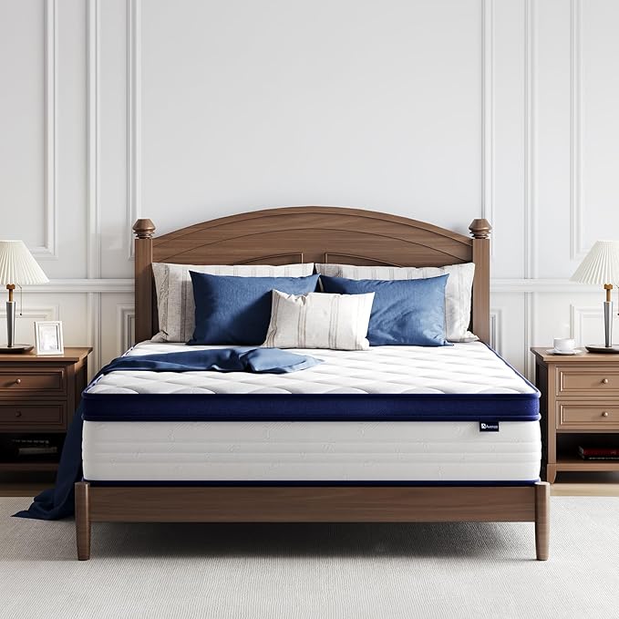 Avenco King Mattress, 14 inch King Size Mattress with Smarts™ Coil Individual Pocket Spring for Silent Sleep and Strong Edge Support, CertiPUR-US Certified, Mattresses in a Box