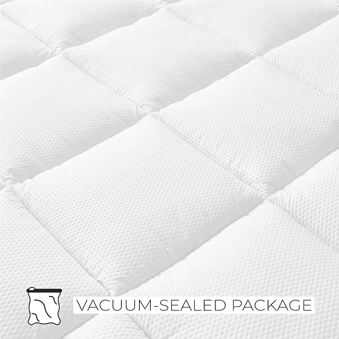 Great Bay Home Full Mattress Topper. Thick, Elastic Corner Mattress Protector and Cover. Ultra-Soft Pillowtop Mattress Pad. Fits Mattresses Up to 18" (Full, White)