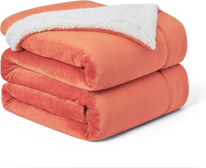 Walensee Sherpa Fleece Blanket (Queen Size 90”x90” Coral) Plush Throw Fuzzy Super Soft Reversible Microfiber Flannel Blankets for Couch, Bed, Sofa Ultra Luxurious Warm and Cozy for All Seasons