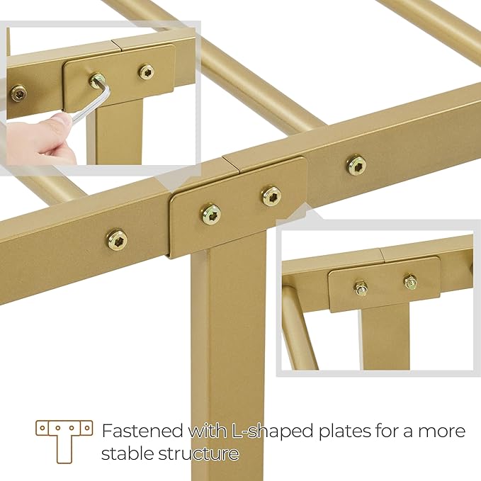 Yaheetech Classic Metal Platform Bed Frame Mattress Foundation with Victorian Style Iron-Art Headboard/Footboard/Under Bed Storage/No Box Spring Needed/Twin Size Antique Gold