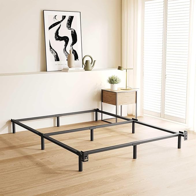 7 Inch Full Metal Bed Frame, Compatible with Most Brand Box Spring Or Mattress, 9-Leg Support Metal Bed Base, Noise-Free, Easy Assembly, Black