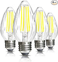 BRIMAX F15 8W LED Light Bulbs,Neutral White 4000K,80W Incandescent Equivalent,Dimmable,E26 Medium Base,Flame Wrinkle Glass,4 Pack