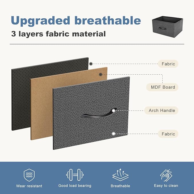 DUMOS Dresser for Bedroom, Dressers & Chests of Drawers Dresser Organizer, Wood Top Table Furniture with 9 Fabric Storage Tower Unit, Chest of Drawers for Closet, Living Room, Hallway, Porch