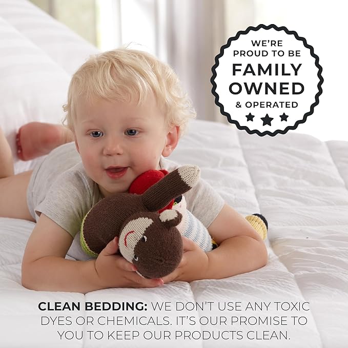 Great Bay Home King Mattress Topper. Thick, Elastic Corner Mattress Protector and Cover. Ultra-Soft Pillowtop Mattress Pad. Fits Mattresses Up to 18" (King, White)