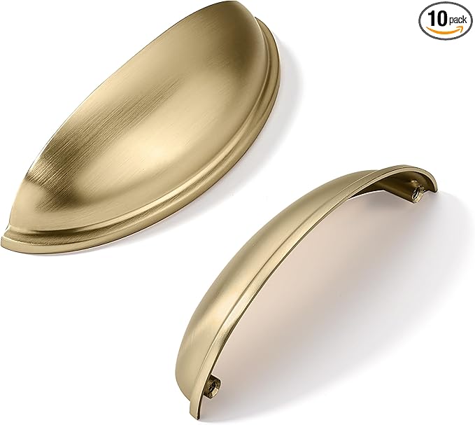 khtumeware 10 Pack 3" Drawer Pulls Champagne Bronze Cabinet Cup Pulls Kitchen Hardware Cabinet Handles Drawer Handles Knobs 3 inch Hole Center