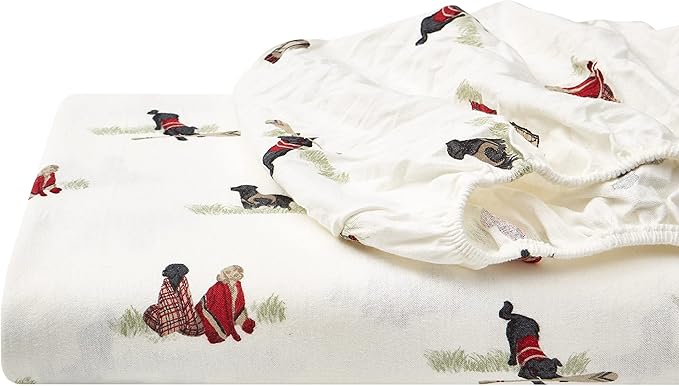 Eddie Bauer - Queen Sheet Set, Warm Breathable Cotton Flannel Bedding with Deep Pockets, Brushed for Extra Softness, Cozy Home Decor, Oeko-Tex Certified (Retriever Adventures, Queen)