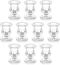 Romadedi Glass Taper Candle Holders - Set of 10 Clear Small Candlestick Holder Bulk, Thicker Glass Candle Sticks Set for Wedding Christmas Party Dining Table Table Centerpiece Decor