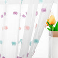 MYSKY HOME Rainbow Curtains for Girls' Bedroom - 45 Inch Pom Pom Sheer Curtains, Light Filtering, Nursery & Kids Room, Rod Pocket, Cafe Style, Small Window Panels, 52 x 54 in, Set of 2