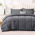 Love's cabin Full Comforter Set Soot Grey, 7 Pieces Full Bed in a Bag, All Season Bedding Sets with 1 Comforter, 1 Flat Sheet, 1 Fitted Sheet, 2 Pillowcase and 2 Pillow Sham