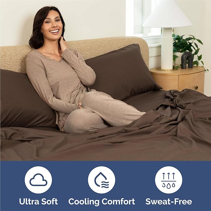 Queen 6 Piece Sheet Set - Comfy Breathable & Cooling - Ultra Soft Hotel Luxury Bedding Set w/ 8-16 Inch Deep Pockets - 1 Flat & 1 Fitted Sheet & 4 Pillowcases - Cozy, Wrinkle Free & Easy Care - Brown