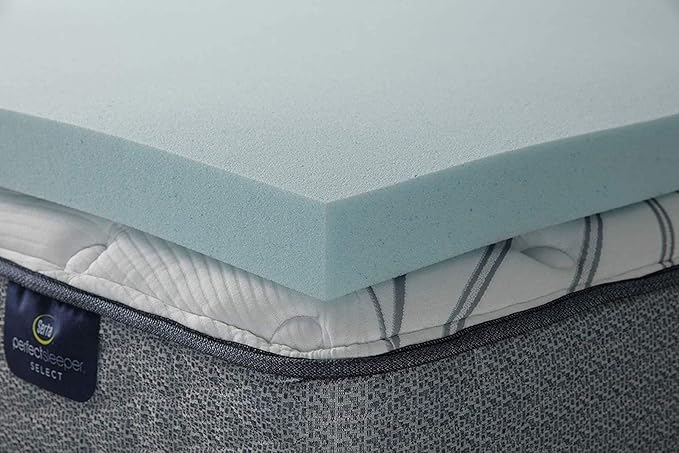 Serta ThermaGel Cooling, Pressure-Relieving Memory Foam Mattress Topper, 3 Inch, King,Blue