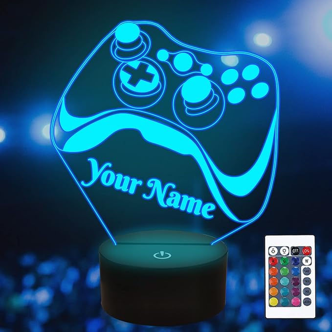 Attivolife Personalized 3D Game Theme Night Light, Table Desk Lamp Engraved Name Letter, Multicolor Custom LED Best Home Decor Birthday Christmas Gifts Toys for Boys Girls Kids