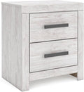 Signature Design by Ashley Cayboni Vintage 2 Drawer Nightstand with Safety Stop for Bedroom, 24.37" Tall, White