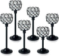 6pcs Crystal Candle Holder Set, 3 Sizes Tealight Candlestick Holders, Elegant Black Candelabra Bulk for Wedding Table Centerpiece, Fireplace, Home & Living Room Decor