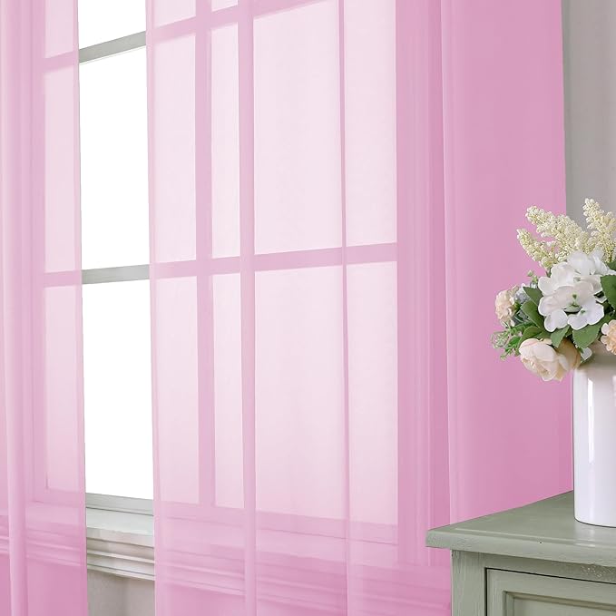 Aiyufeng 96inch Long Pink Sheers Drapes