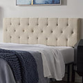 Lucid Mid-Rise Upholstered Headboard - Diamond Tufted - Padded Polyester - Adjustable Height from 34” to 46” - Easy Assembly - Bed Frame or Wall Mount - Sturdy - Pearl - Twin / Twin XL Size