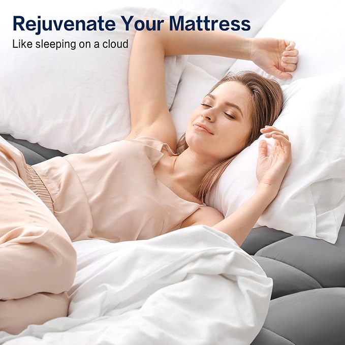 SOPAT Mattress Topper Cal King Size Extra Thick Mattress Pad 8-21" Deep Pocket Soft Down Alternative Fill Mattress Protector Pillow Top Mattress Cover (72x84 Inches, Grey)