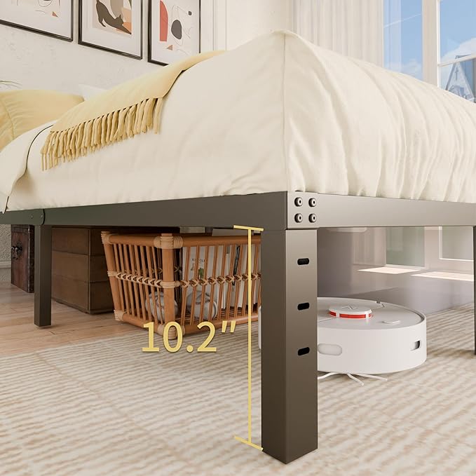 ALDRICH 12 Inch Metal Twin Bed Frame - Single Black Basic Steel Slats Platform, Easy Assembly Heavy Duty Noise Free Bedframes, No Box Spring Needed