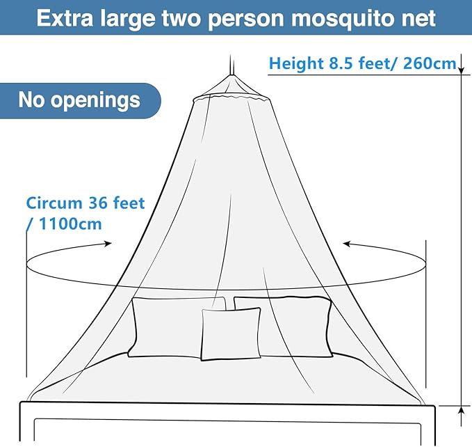 AIFUSI Mosquito Net for Bed, King Size Bed Canopy Hanging Curtain Netting, Princess Round Hoop Sheer Bed Canopy for All Kids Baby Cribs and Adult Beds Fit Twin, Full, Queen - Black