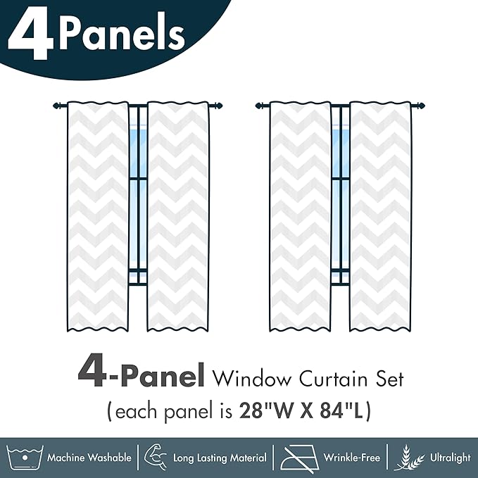 Ambesonne Black and White Window Curtains Pack of 2, Modern Grunge Botany Motif Monochrome Brush Paint Style Strokes, Lightweight Set with Rod Pocket, 4 Panels of - 28" x 84", White and Black
