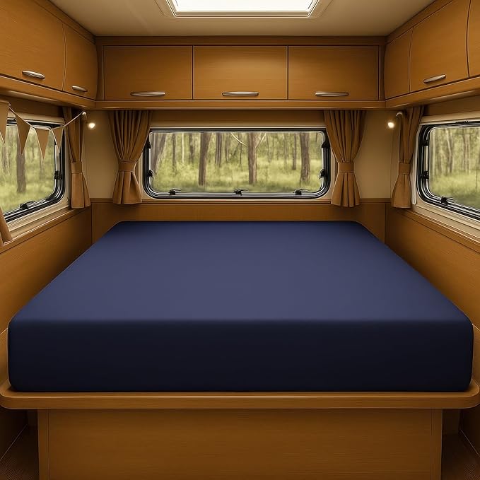 Foamma 5” x 36” x 76” Water Resistant RV Bunk Mattress, Firm High Density Foam, Comfortable and Durable Polyester Navy Blue Cover