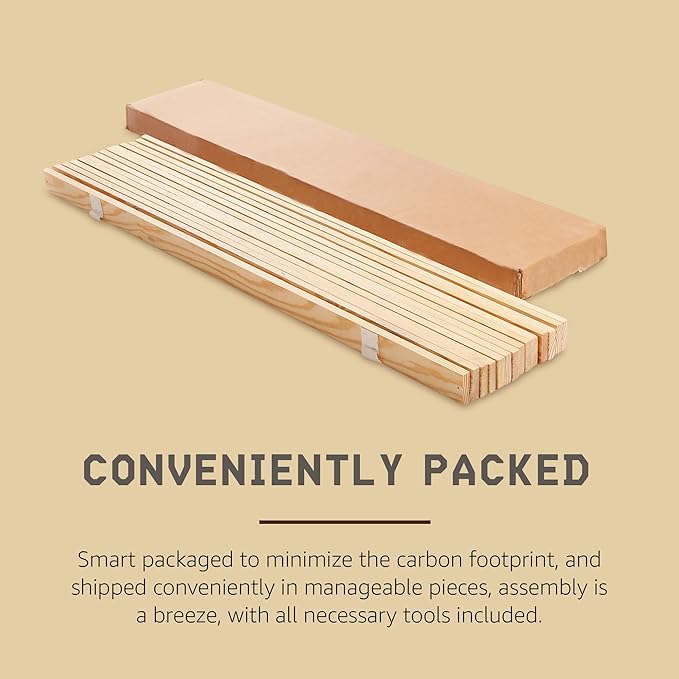 Hercules Xtreme Heavy-Duty Solid Pine Wood Platform Bed Support Slats, King Size - Mattress Support, No Box Spring or Bunkie Board Needed, Easy Assembly