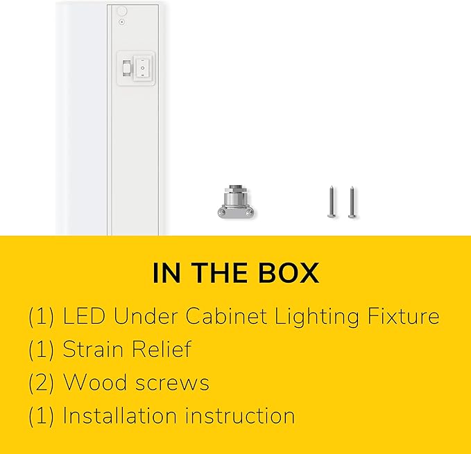 GETINLIGHT 18-inch Hardwired Only 3 Color LED Under Cabinet Lighting, Selectable 3000K/4000K/5000K, Dimmable, Matte White Finished, ETL Listed, IN-0201-12-WH-345K