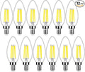 12-Pack Dimmable E12 LED Candelabra Bulbs 40Watt Equivalent, 5000K Daylight White, 450Lumens, 4W B11 Vintage Chandelier Light Bulbs, LED Filament Clear Glass Candle Lamp for Ceiling Fan Home Decor