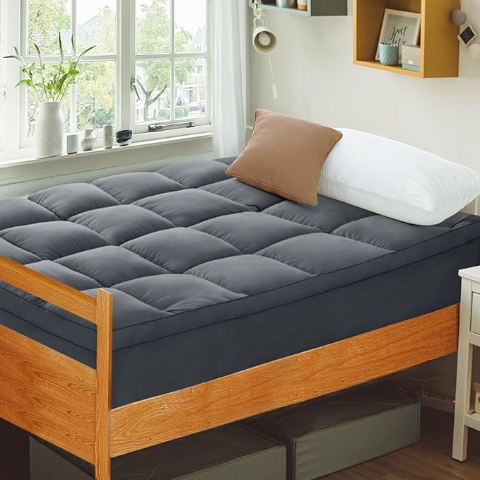 CYMULA Twin Mattress Topper, Cooling Mattress Pad Cover, Extra Thick Pillow Top Mattress Topper with 8-21 Inch Elasticated Deep Pockets, Plush Down Alternative Fill Mattress Protector