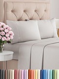 Twin XL 4 Piece Sheet Set - Comfy Breathable & Cooling - Soft Hotel Luxury Bedding Set with 8-16 Inch Deep Pockets - 1 Flat & 1 Fitted Sheet & 2 Pillowcases - Wrinkle Free & Easy Care - French Grey