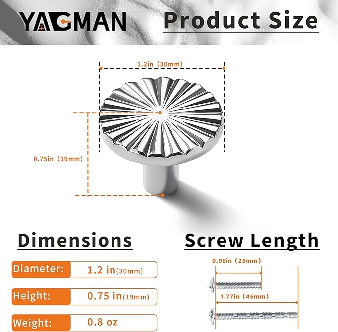 10 Pack Kitchen Cabinet Knobs Round Sunflower Dresser Knob Modern Drawer Hardware Cupboard Handles Furniture Knob for Bathroom Single Hole Knobs for Wardrobe Polished Chrome TYH-BC-K10