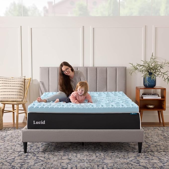 LUCID Gel Infused Memory Foam Mattress Topper – 3 Inch Mattress Topper – 5 Comfort Zones Relieve Pressure – CertiPUR-US Certified Foam - King