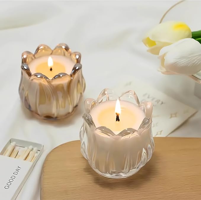 GOLDEAL 6Pcs Gold Votive Candle Holders, Thick Glass Tea Light Candle Holder Bulk, Tealight Candle Jars for Wedding Table Decor, Party Supplies, Bridal Shower Decorations, Centerpieces for Tables