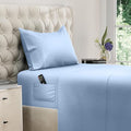 DREAMCARE Twin Sheets - 3pcs Cooling Sheets up to 21' Extra Deep Pocket Twin Bed Sheets - Twin Sheet Set - Soft & Long Lasting 100% Fine Brushed Polyester with Side Pocket - L Blue