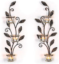 Sziqiqi Wall Sconces Candle Holder - Wall Candle Holder Black Tea Light Candle Sconce Vintage Wall Sconce Set of 2 for Living Room Wall Mount Candle Sconces for Bathroom Dining Room