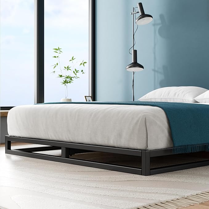 Zinus Joseph Low Profile 6 Inch Platform Bed Frame, Wood Slat Support, No Box Spring Needed, Eco Friendly WonderBox(TM) Packaging, Easy Assembly, Black, Full