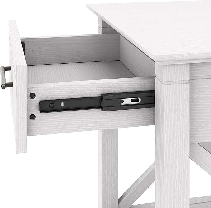 Bush Home End Table with Drawer, Nightstand with Storage, Living Room and Bedroom Furniture, Key West Collection, Pure White Oak