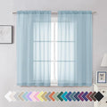 Aiyufeng 2 Pack: Basic Sky Blue Sheer Curtain Drapes 54 Inch Length 2 Panels for Living Room, Light Filtering Voile Drapes for Bedroom, Patio, Sliding Door, Each 42" W x 54" L