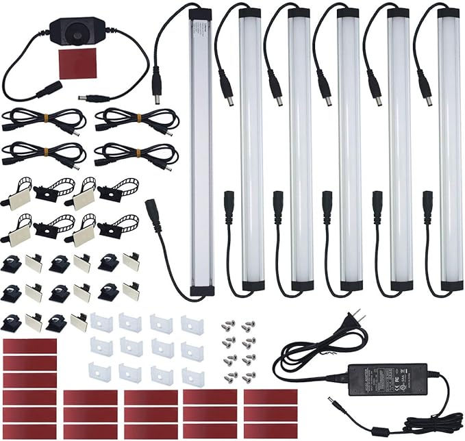 Litever Kitchen Under Cabinet LED Lighting Kit Plug-in, Super Bright, 6 PCS 12 Inches Light Bars, Daylight White, 31W 2000 Lumen, Perfect for Kitchen Cabinet Counter Shelf-(6 Bars Kit-5000K)