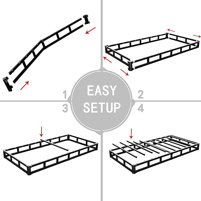 ALDRICH 5 Inch Heavy Duty Metal Box Spring Mattress Foundation 1500lbs Max Weight Capacity/Non-Slip/No Noise/Easy Assembly/Easy Clean Cover,Twin XL